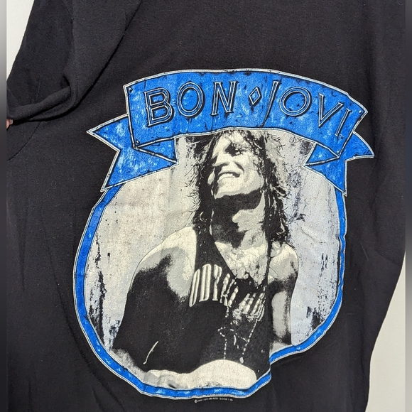Vintage 80's BON JOVI ROCK Concert T Shirt Size Large SSI Tag - Picture 3 of 8